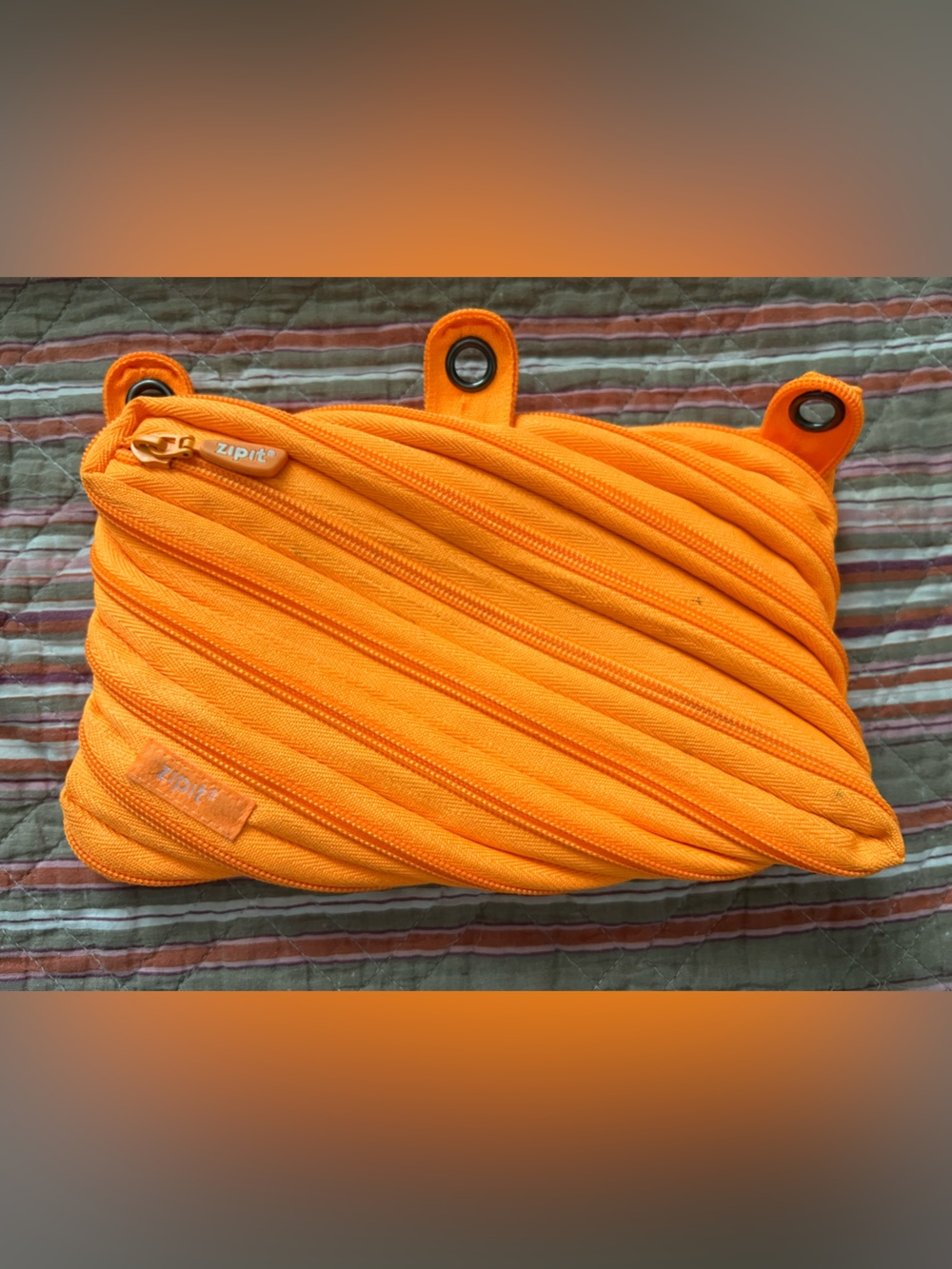 Zip~it Orange Zipper Wrap Pencil Bag